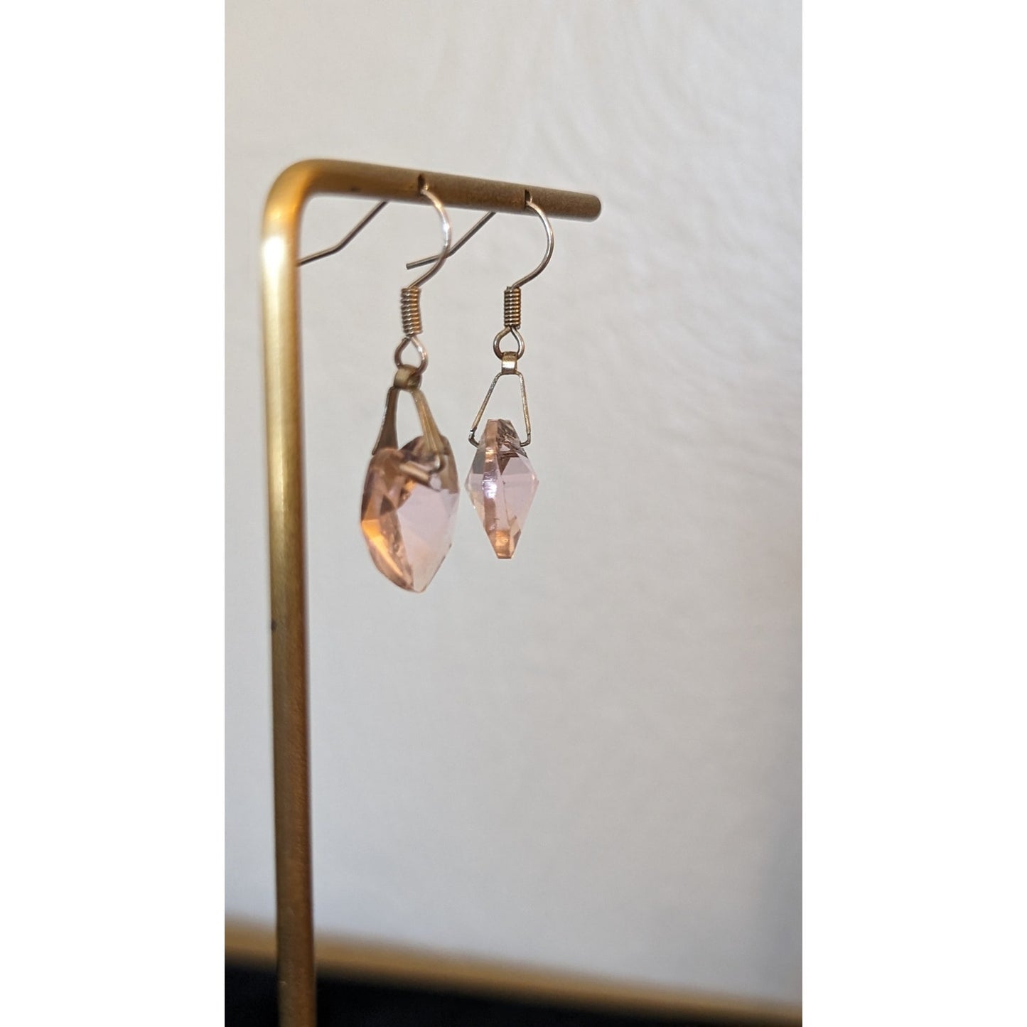 Swarovski Pale Pink Crystal Heart Wire Earrings