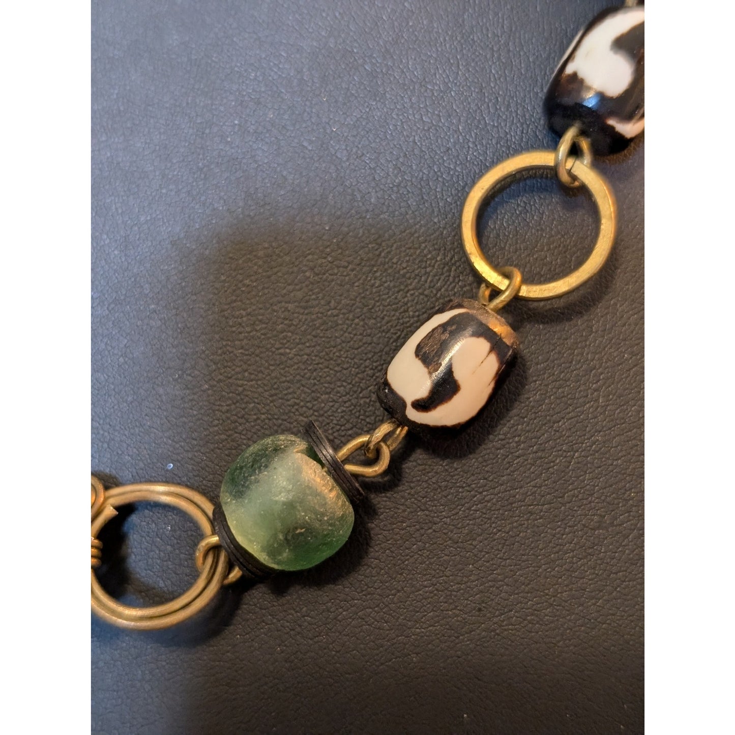 Vintage 1960's Polymer Clay & Glass Bead Artisan Handcrafted Necklace