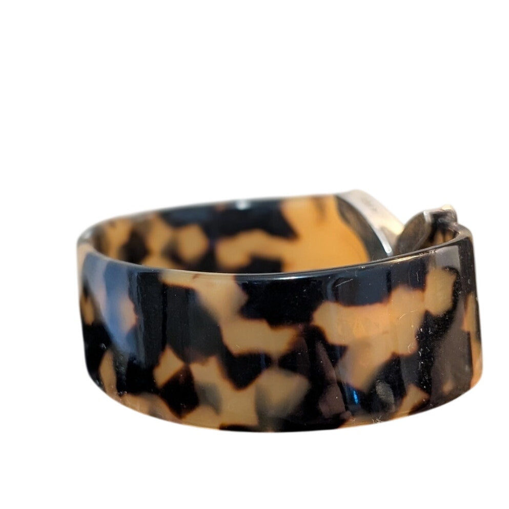 Vintage Sterling Silver 925 AT Faux Tortoise Shell  Cuff Bracelet
