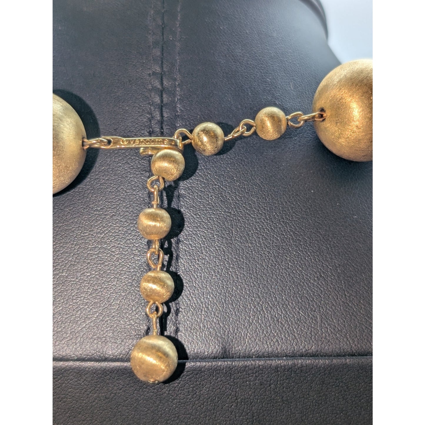 VENDOME Signed Vintage 1960s Chunky Satin Finished Gold Tone Beaded Necklace