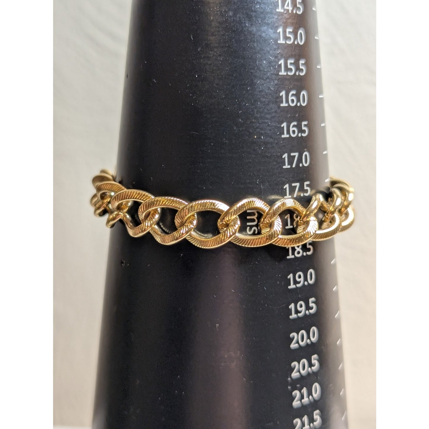MONET Vintage Gold Tone Textured Cuban Link Safety Chain Charm Bracelet