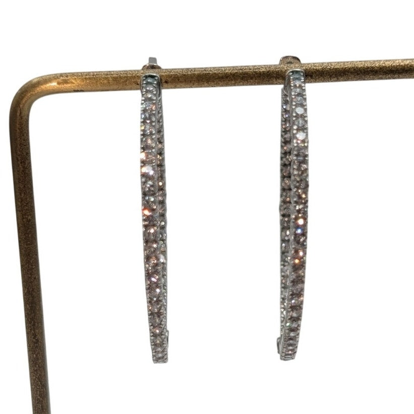Marked 925 Gorgeous In & Out Cubic Zirconia Hoop Earrings