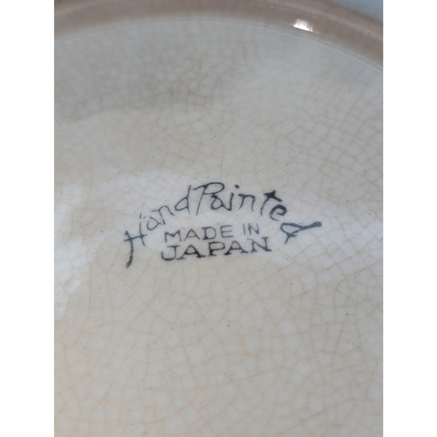 Vintage Majolica Style 1950s Hand-Painted Japanese Floral Plate