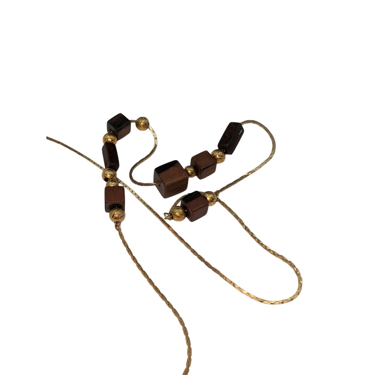 Lot of Three Vintage Gold Tone Beaded Locket Chain Layered Necklaces