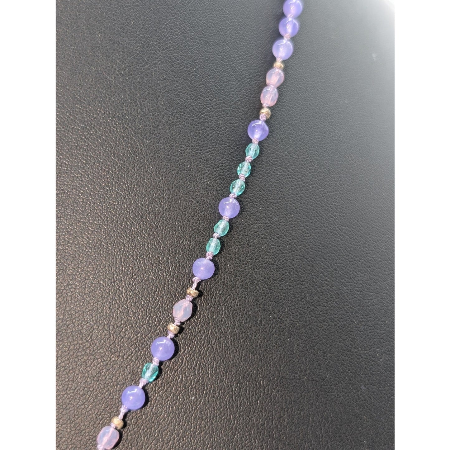 Lavender Blue Glass Bead 925 Sterling Cross 23" Necklace