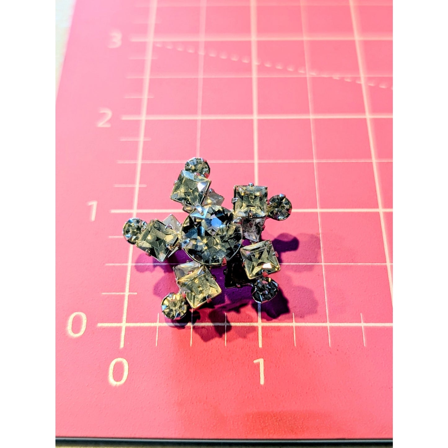 Vintage Flower Pinwheel Rhinestone Brooch