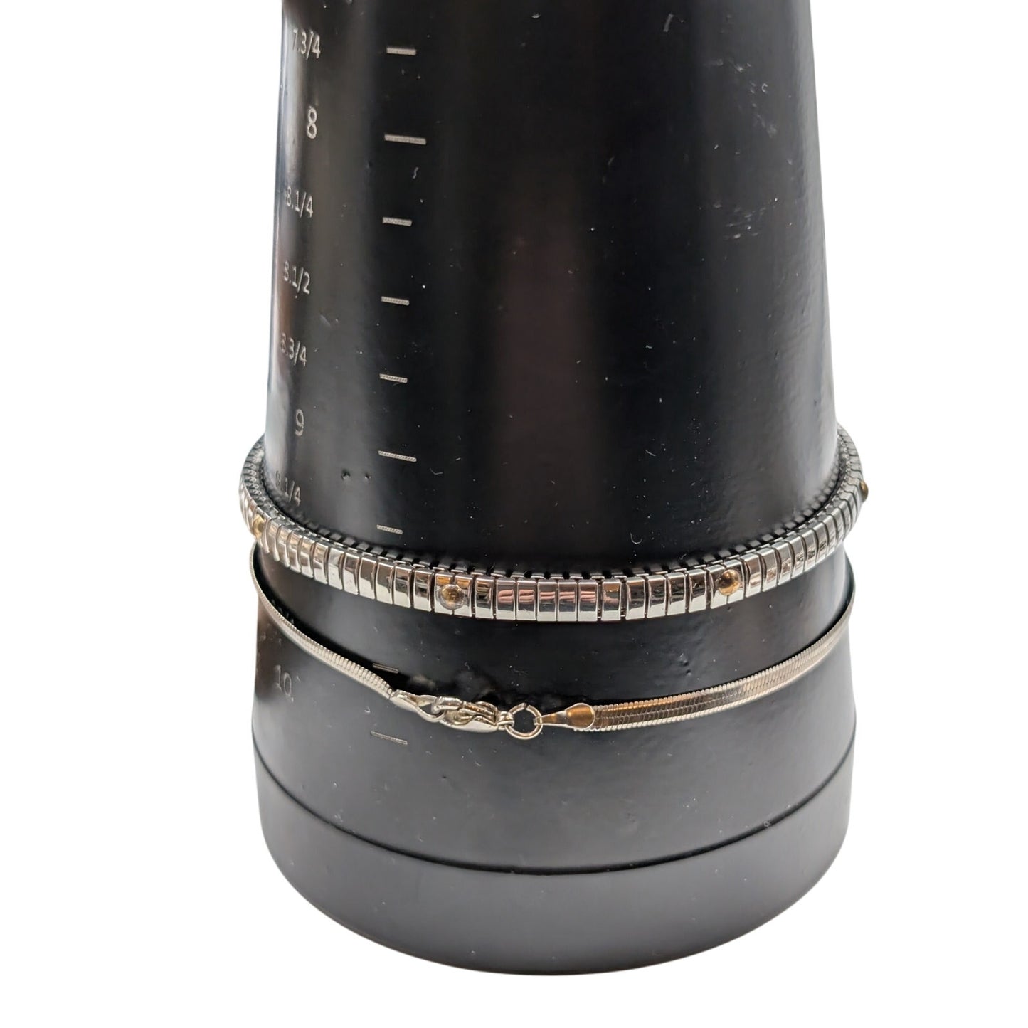 Two Tone Stretch & Silver Tone Herringbone Ankle Bracelets