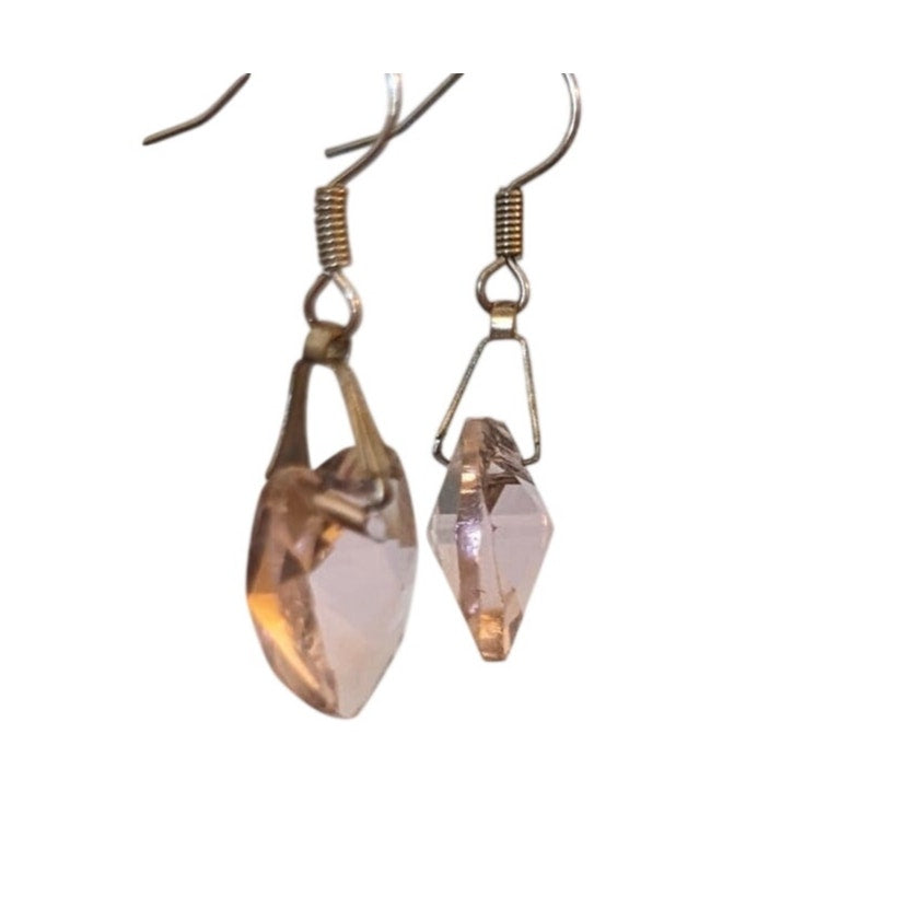 Swarovski Pale Pink Crystal Heart Wire Earrings