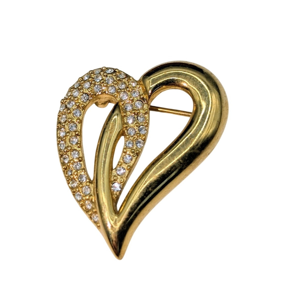 Lot of Two Vintage Gold Tone Heart Brooches -- Napier & Unbranded