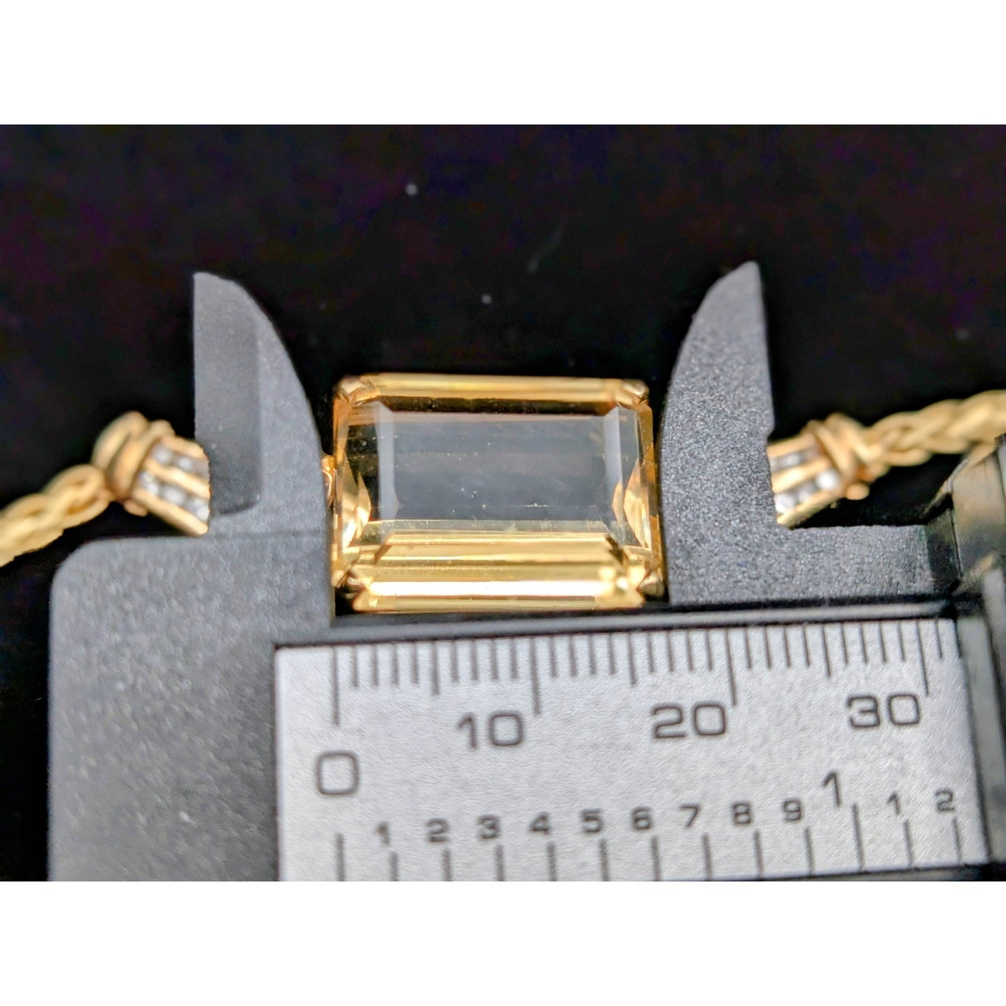 14K Yellow Gold Citrine & Diamond Necklace & Pierced Earring Jewelry Set 25.35g