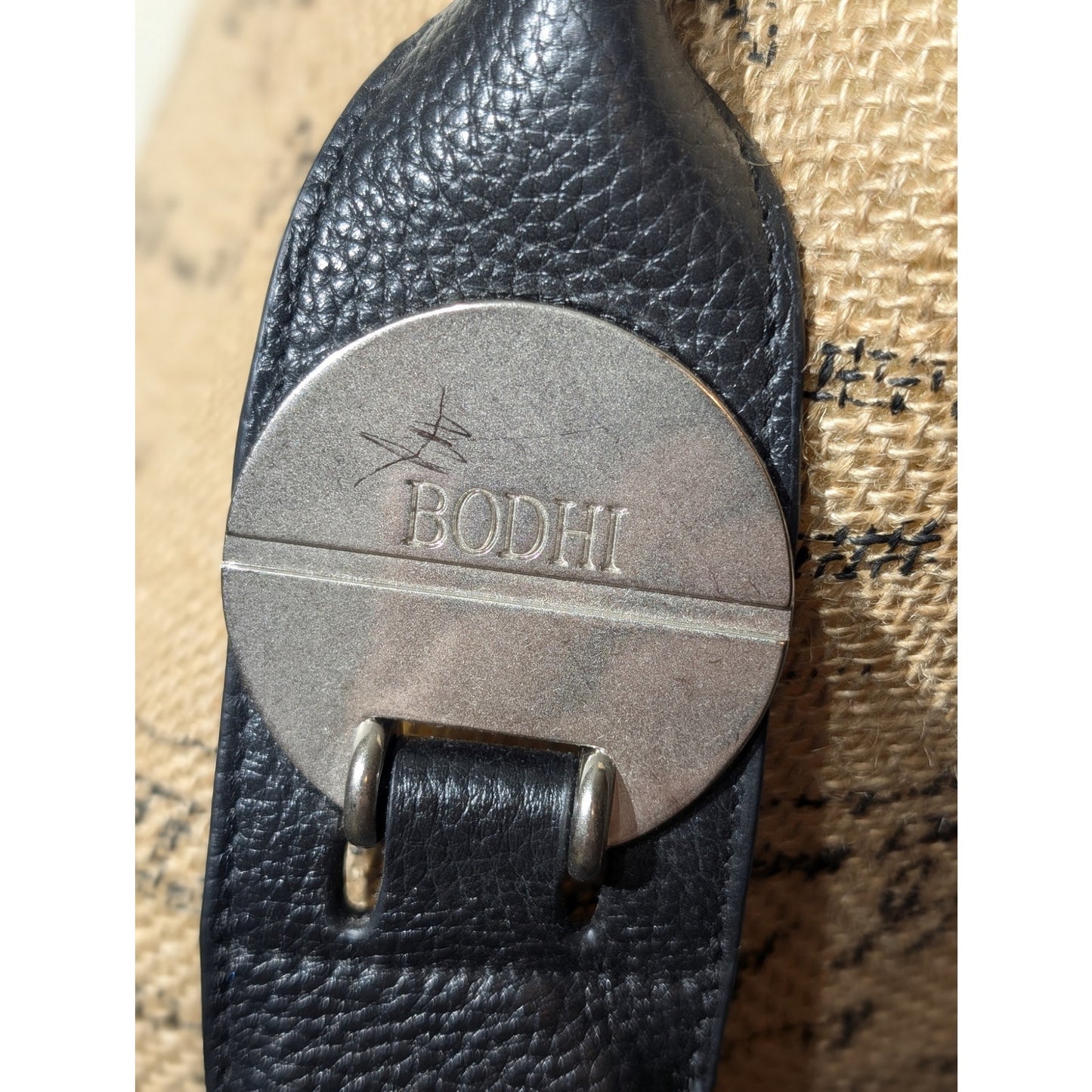 BODHI Black Leather Silver Subtle Metallic Leopard Hobo Bag