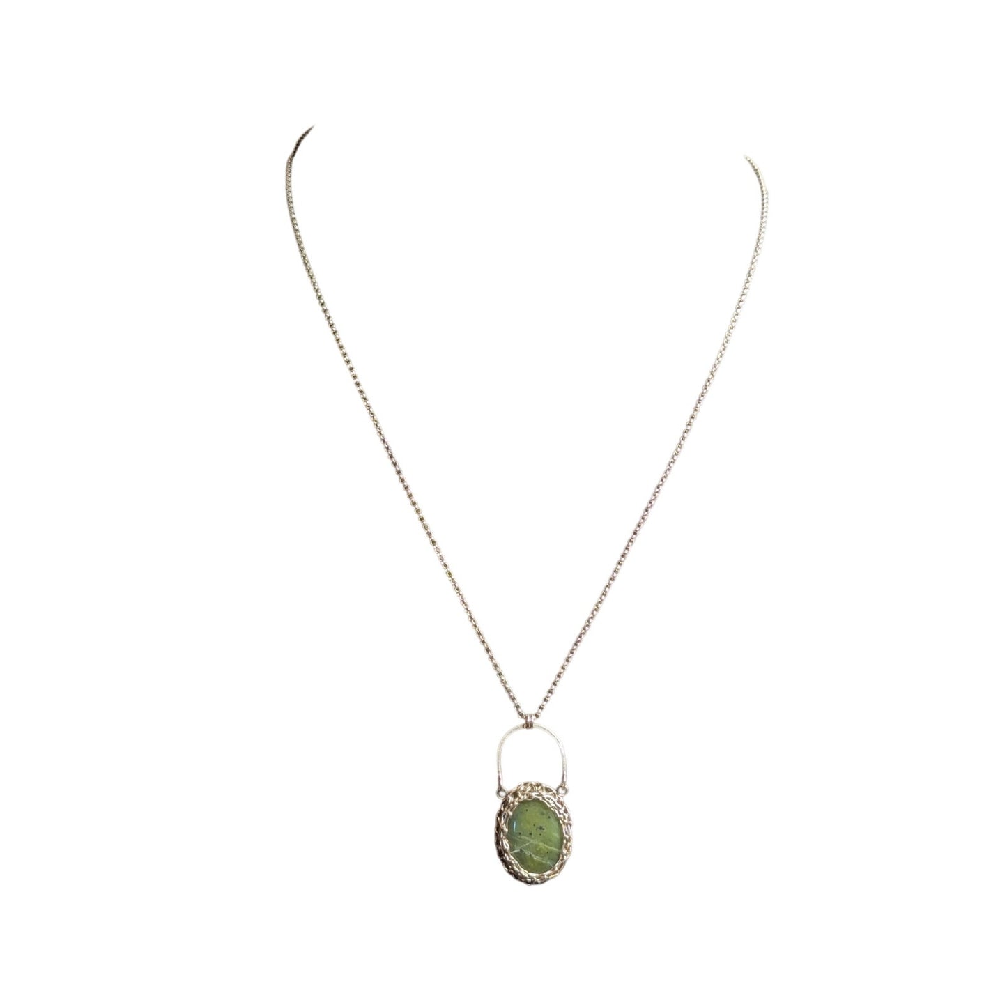 Precious Meshes Artisan Hand Crocheted Sterling Wire Stone Pendant Necklace