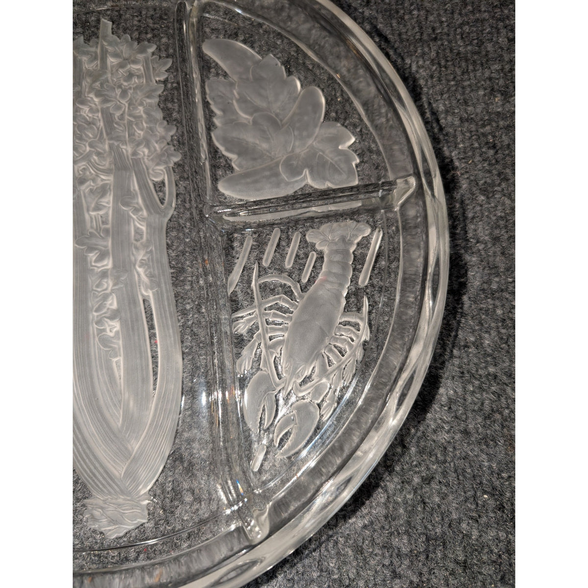 Vintage Indiana Glass Etched Frosted Intaglio Divided 10" Relish Tray