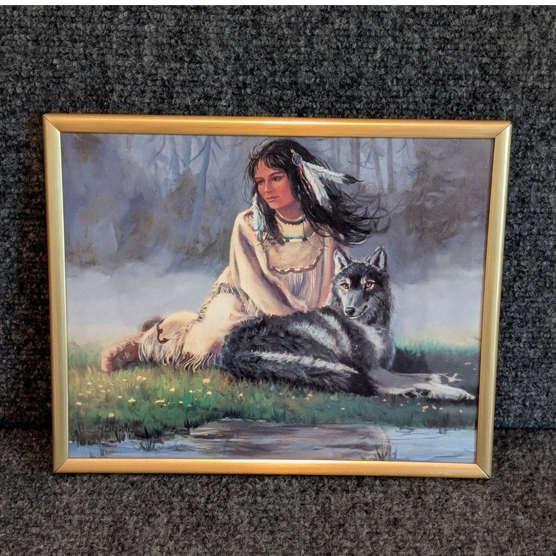 Maiden With Wolf by M. Caroselli Framed Art 8 X 10 Print
