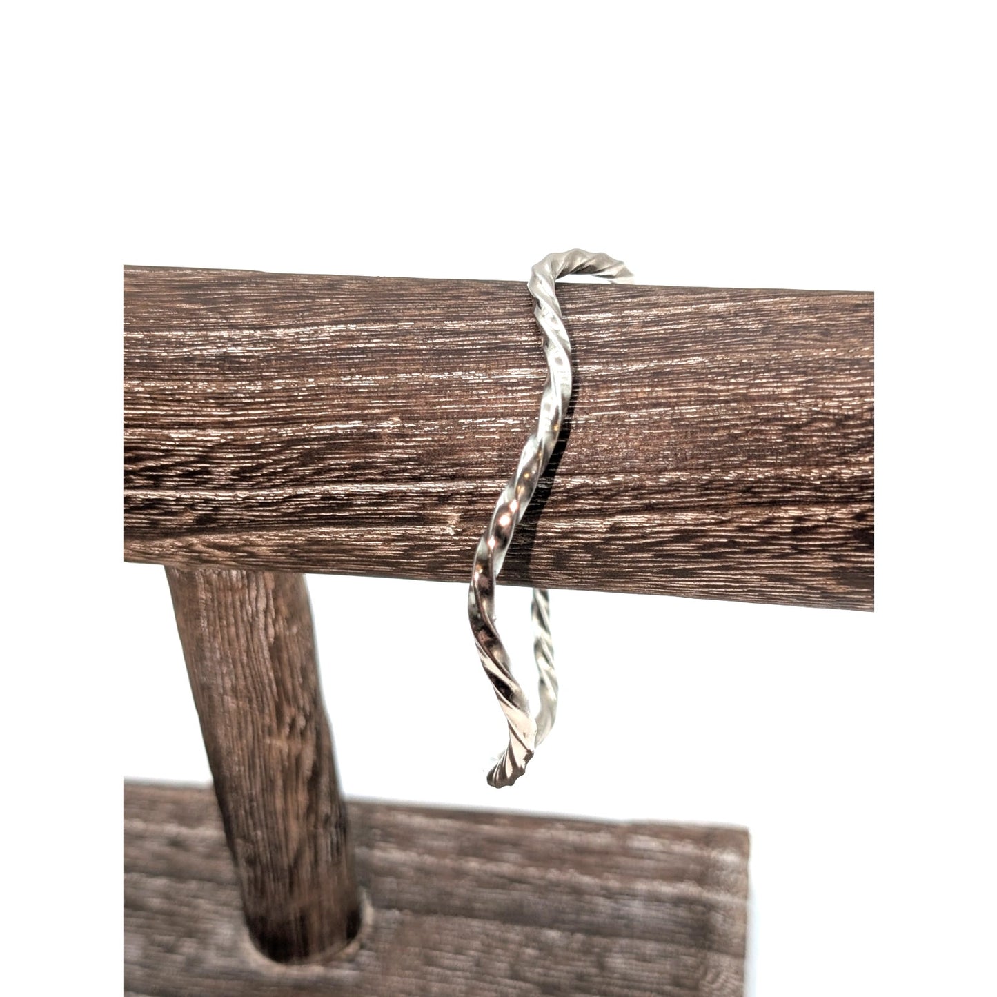 Vintage 925 Sterling Silver Curvy Twisted Bangle Bracelet