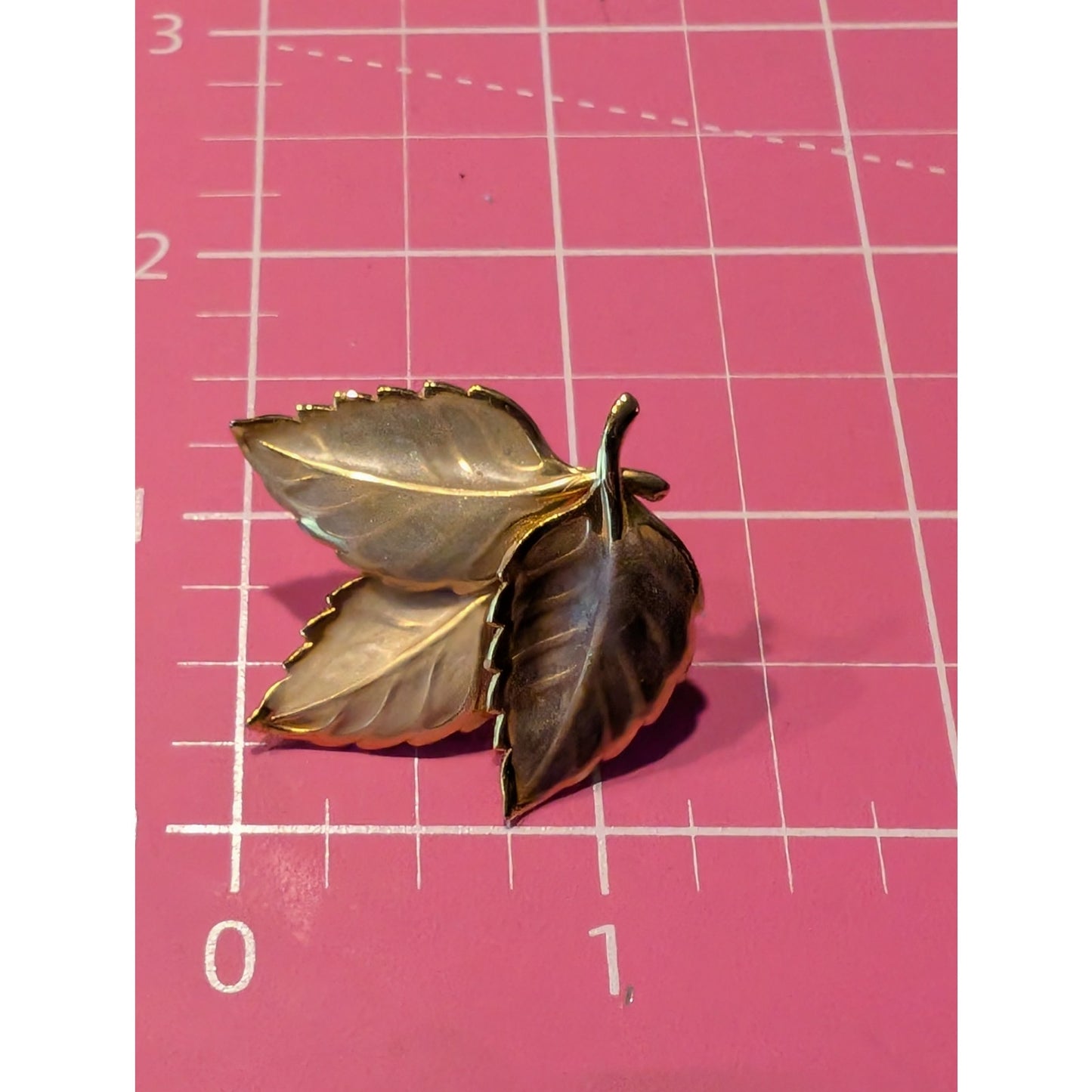 Gold Tone Metal & Neutral Painted Autumn Leaves Brooch & Pierced Earring Set