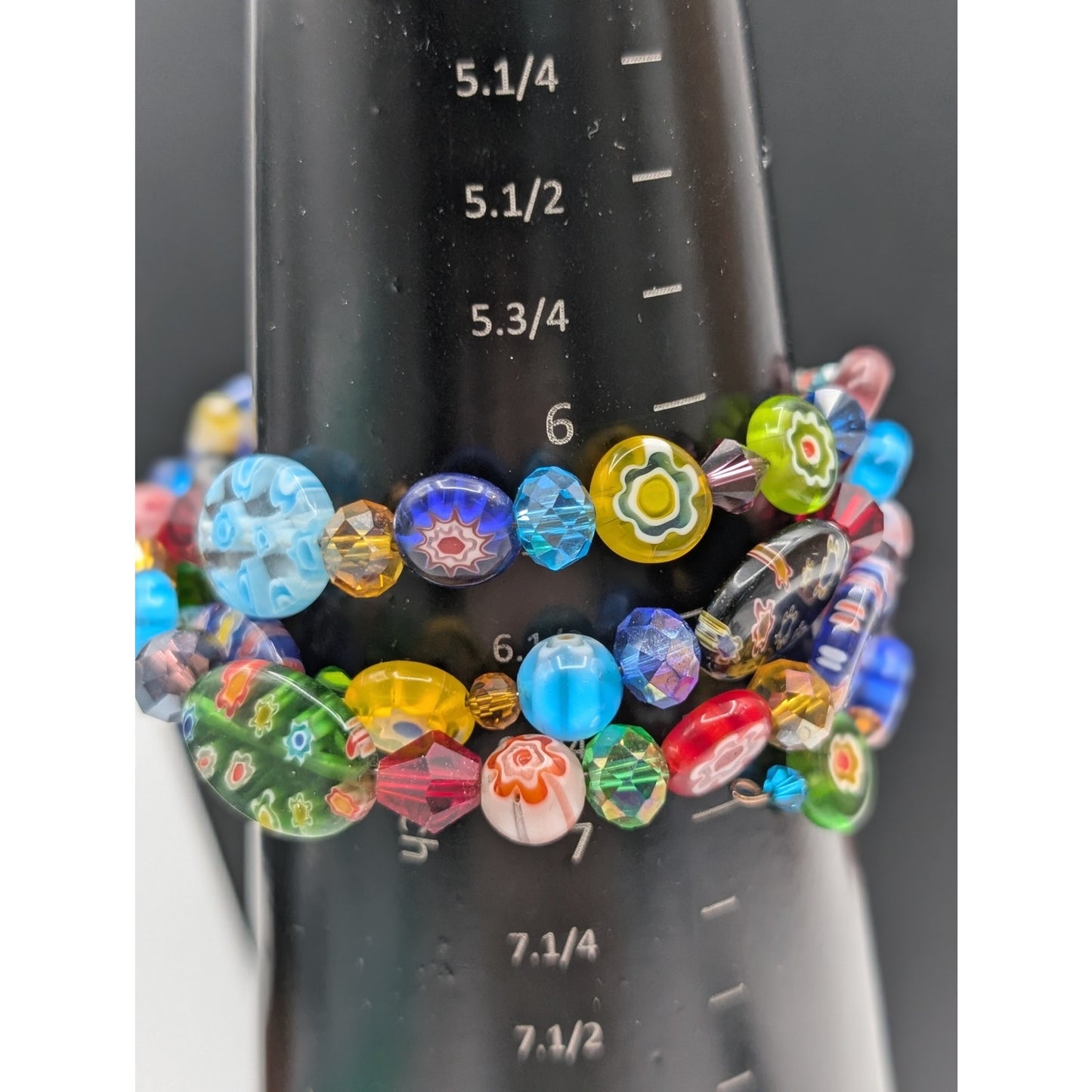 Millefiori Glass Bead Wire Wrap Bracelet