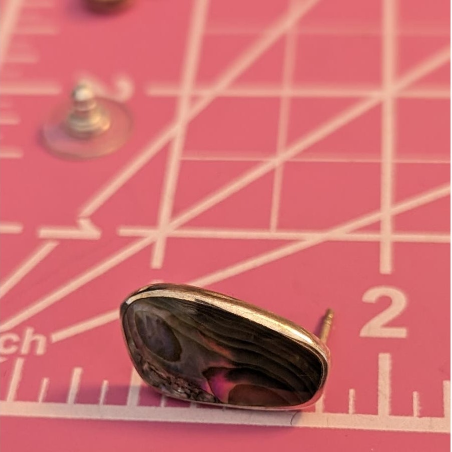 Marked 925 Sterling Silver Abalone Shell Post Earrings