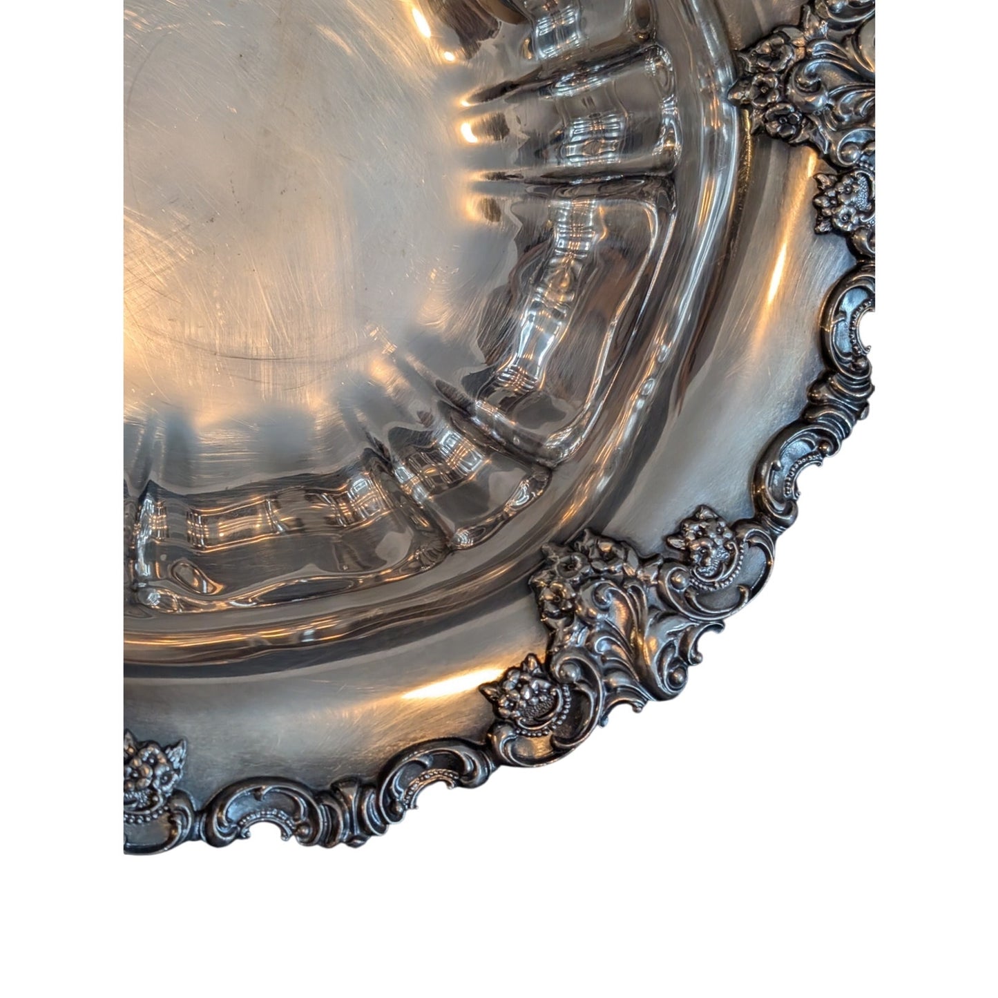 Vintage Wallace Silverplate Baroque Serving Bowl Ornate Rococo Inspired Rim