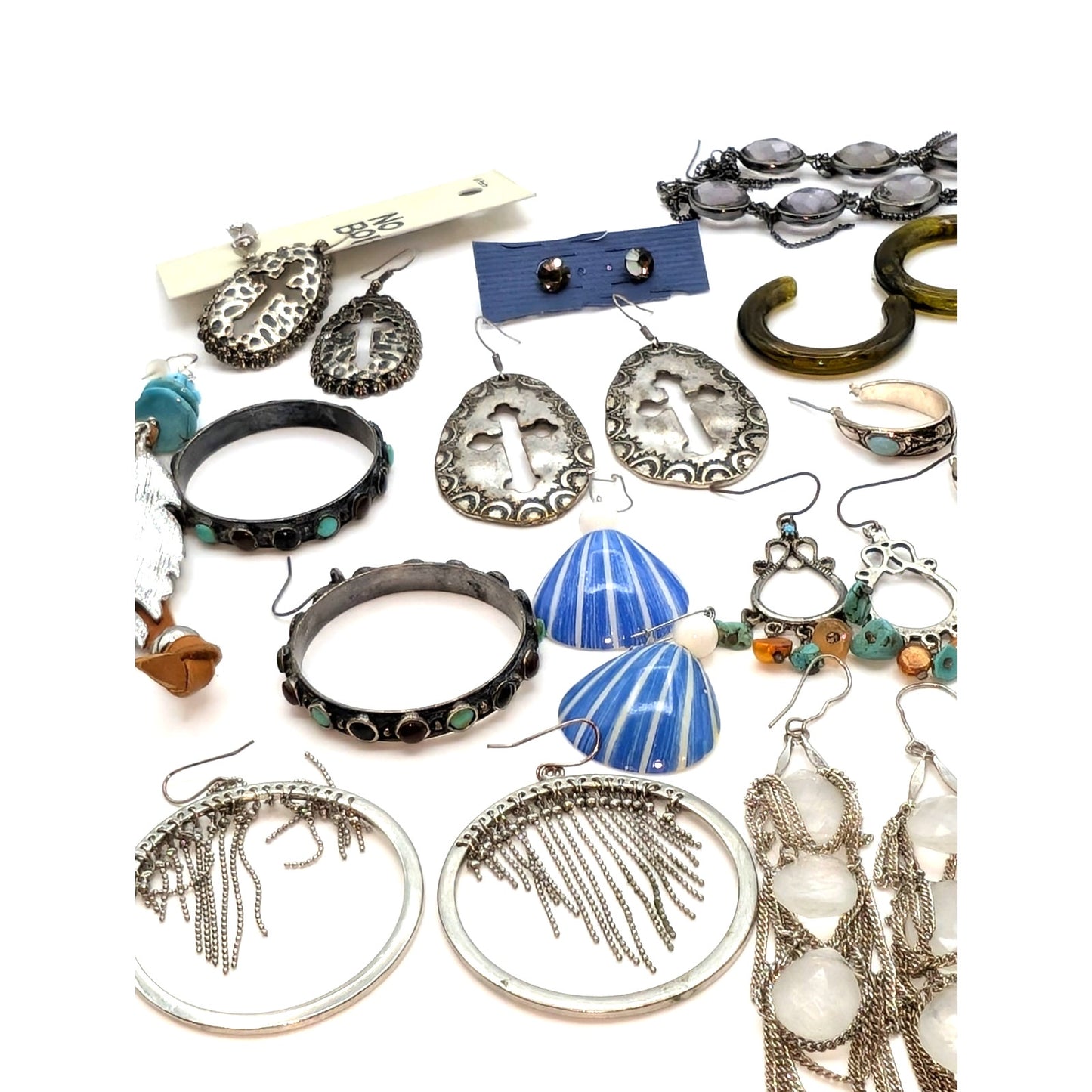 Lot of 18 Pair of Boho Silver Tone Theme Earrings