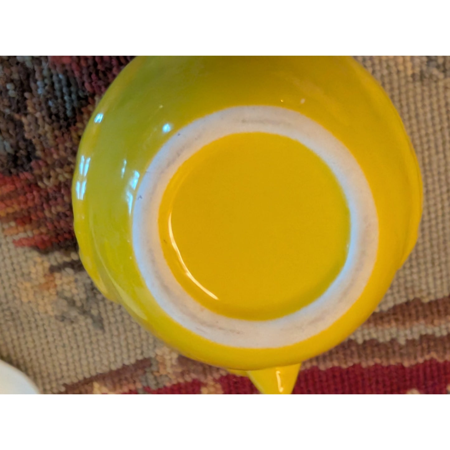 Vintage Yellow Bird Sugar Bowl W/ White Glass Spoon