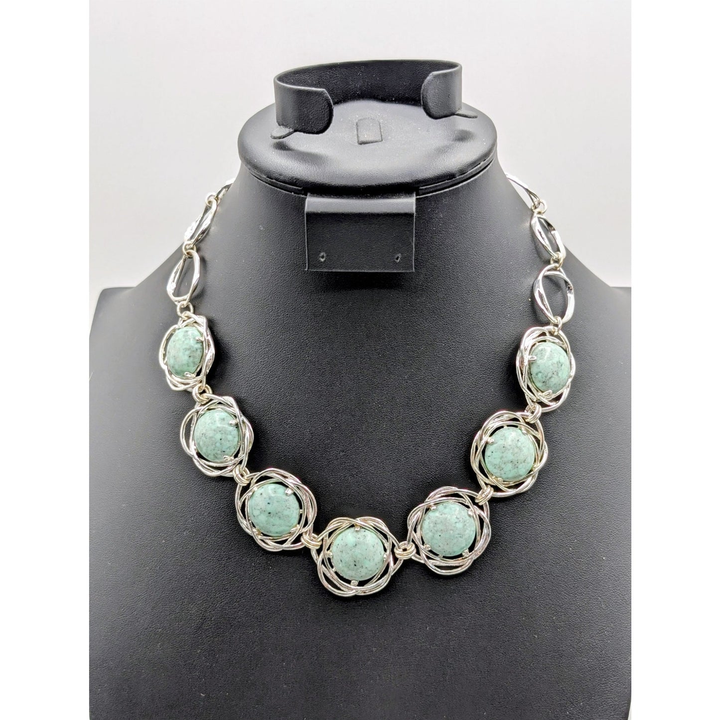 Etienne Aigner Bellini Turquoise Silver Tone Toggle Clasp 17.5"-18.5" Necklace