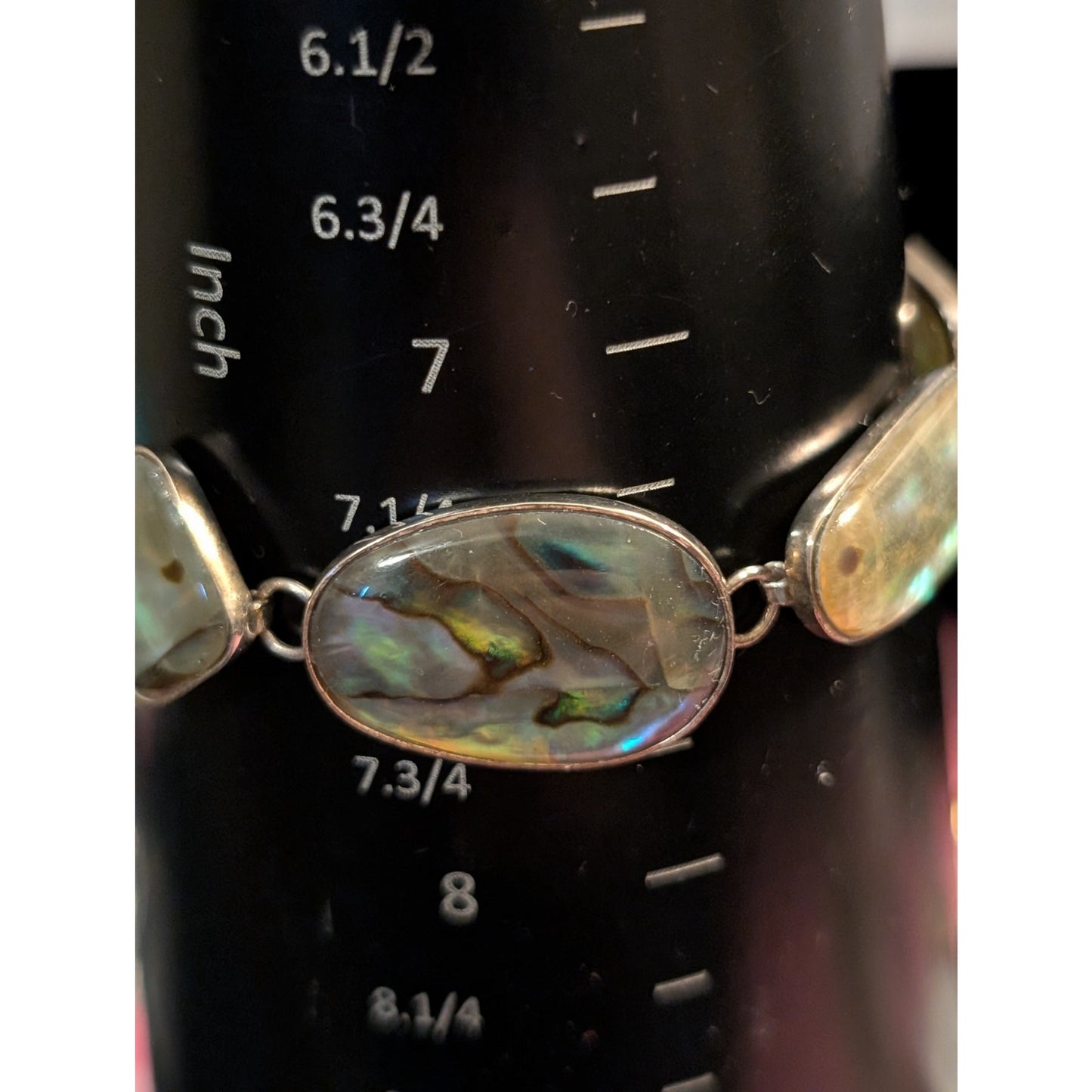 Sterling Silver Abalone Shell Toggle Bracelet