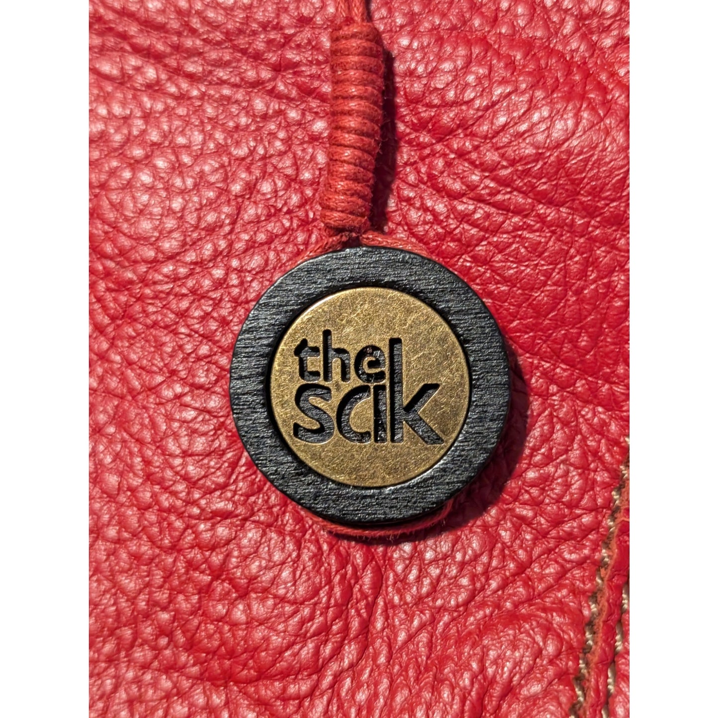 The Sak Red Pebbled Leather Canvas Adjustable Strap Crossbody Purse