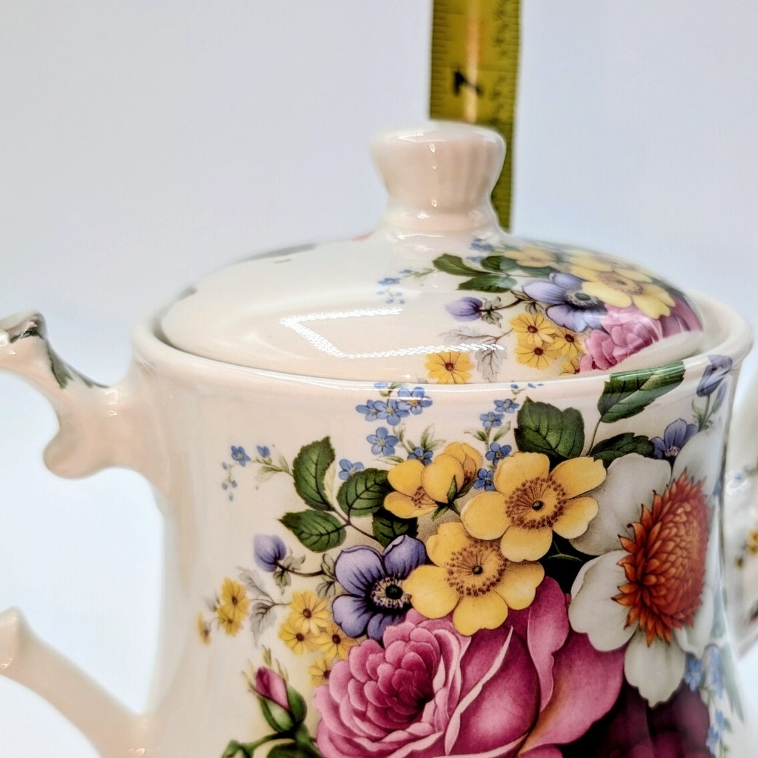 Vintage 1970s Windsor Floral English Bone China Teapot