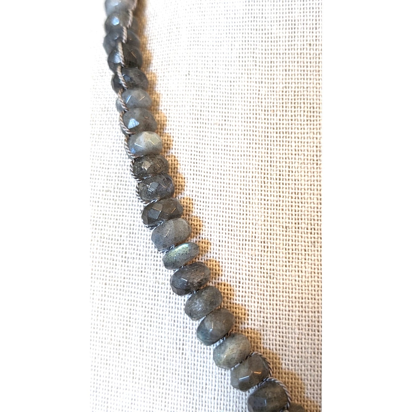 Grace George Gray Faceted Glass Bead Necklace W/ Chunky Gold Tone Cross Pendant