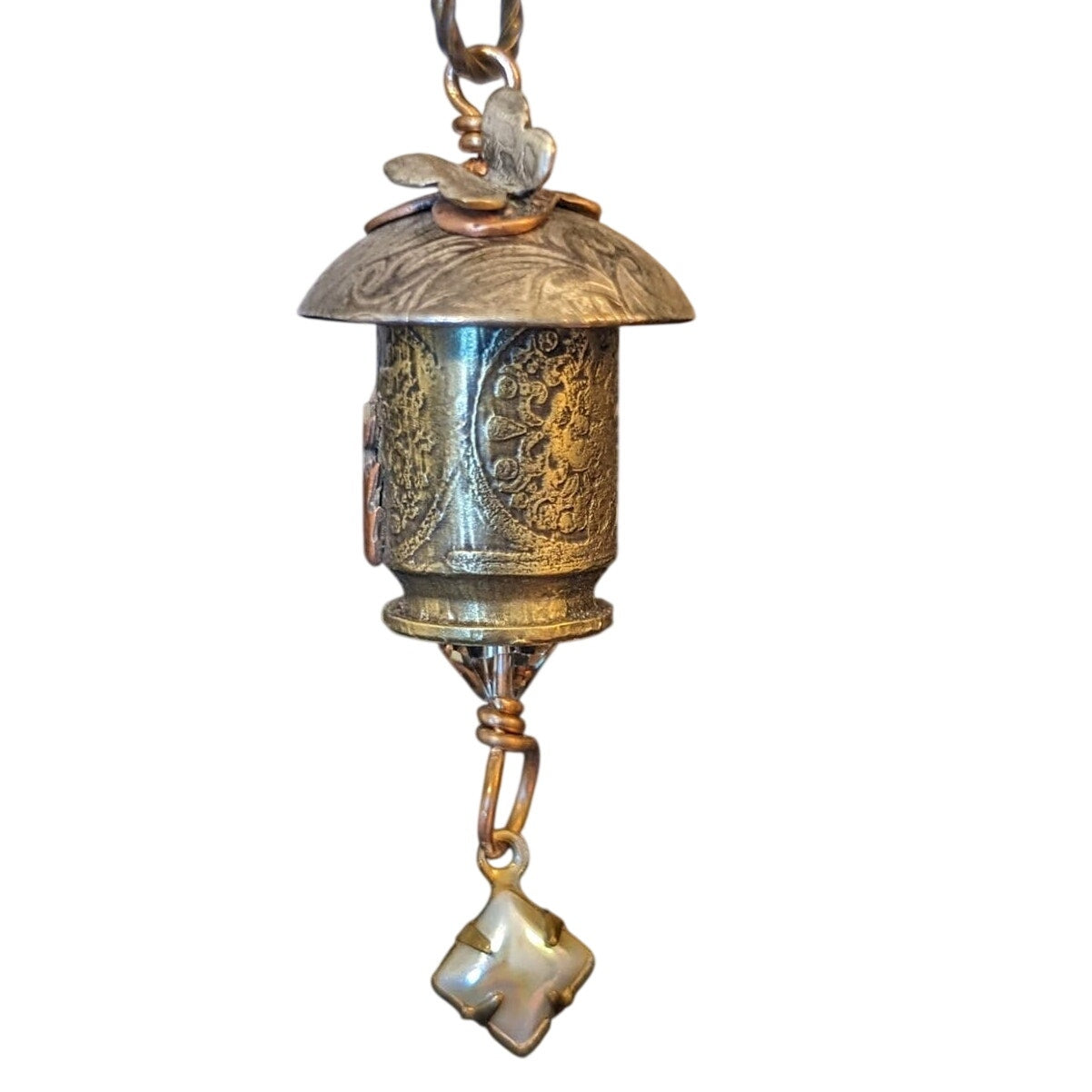 Tri-Metal Federal Gap 45 Ammo Butterfly Birdhouse Pendant on 925 & Crystal Chain