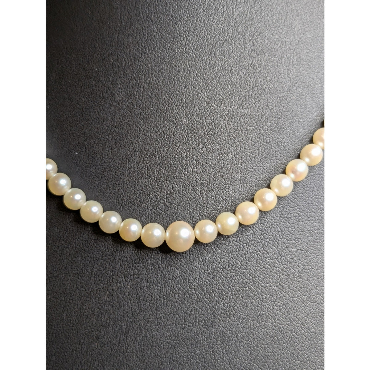 Vintage Sterling Graduated Genuine Tiny Pearl Single Strand Unknotted Necklace