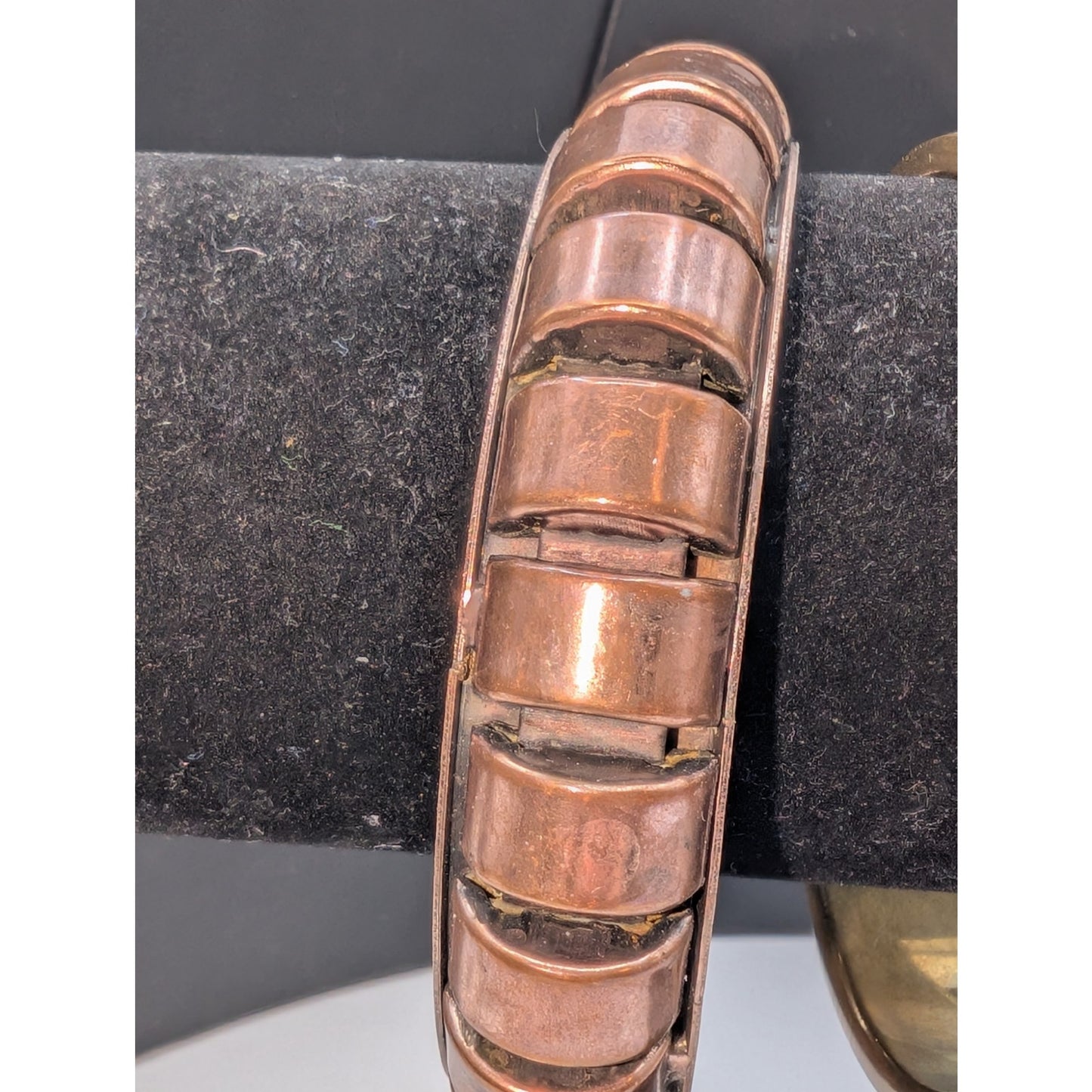 Lot of Three Vintage Metal Stone Inlay Bangle Bracelets