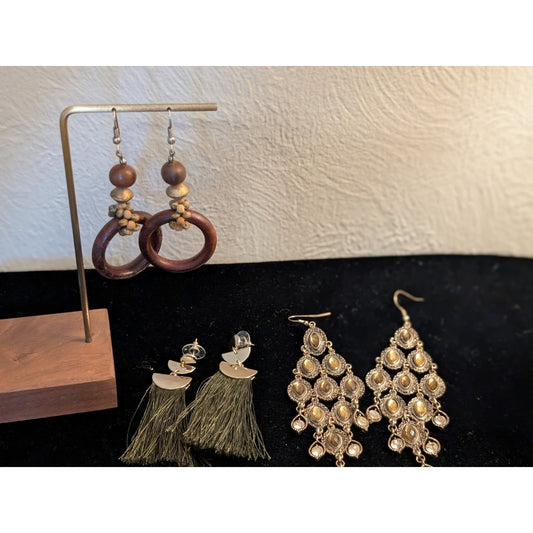 Lot of Three Pair Boho Extreme Dangle Pierced Earrings