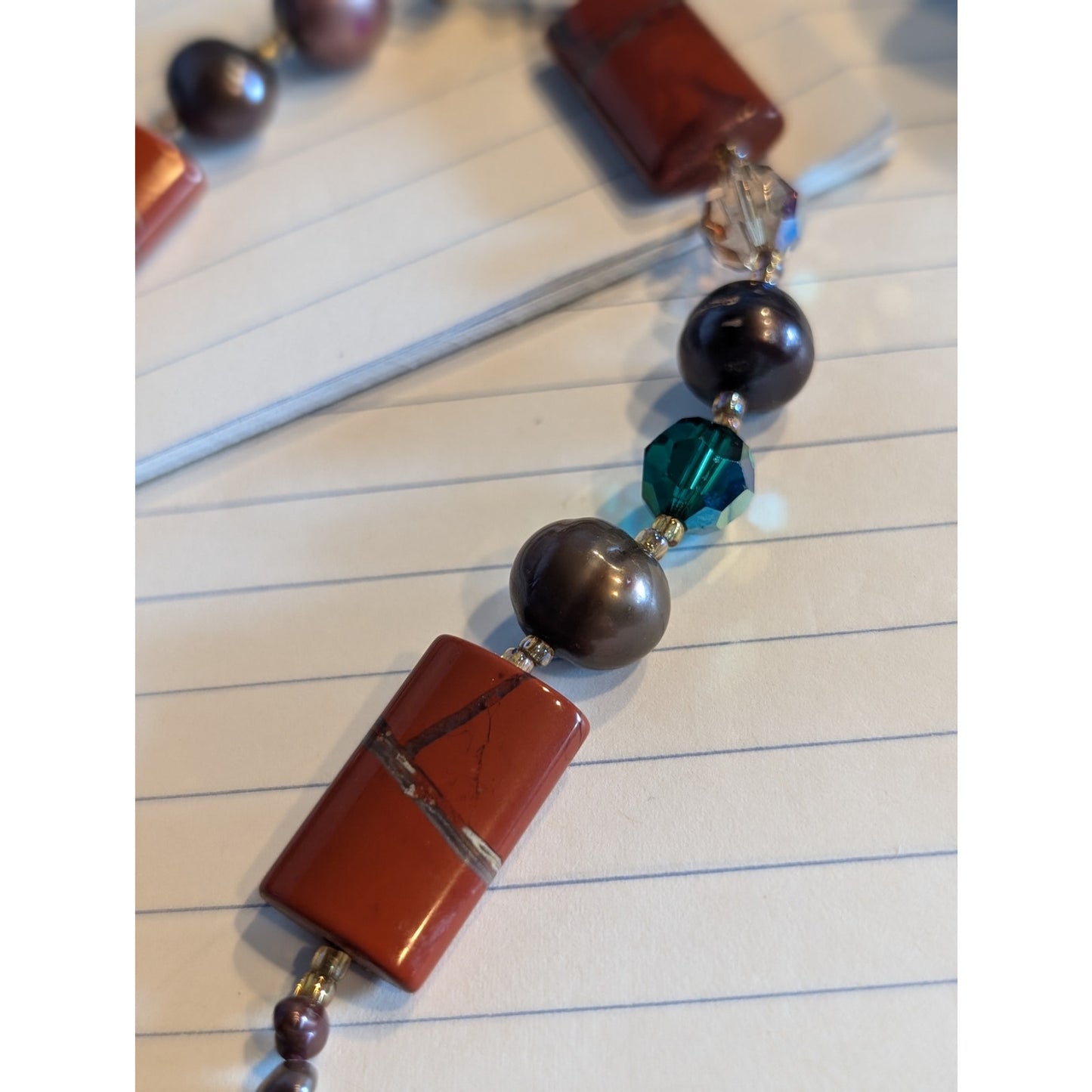 Chinese Carved Stone Pendant Stone Crystal Multi-Colored Pearl Bead Necklace