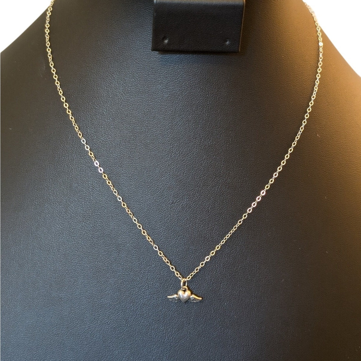925 Sterling Silver Flying Heart Pendant 18" Chain Necklace