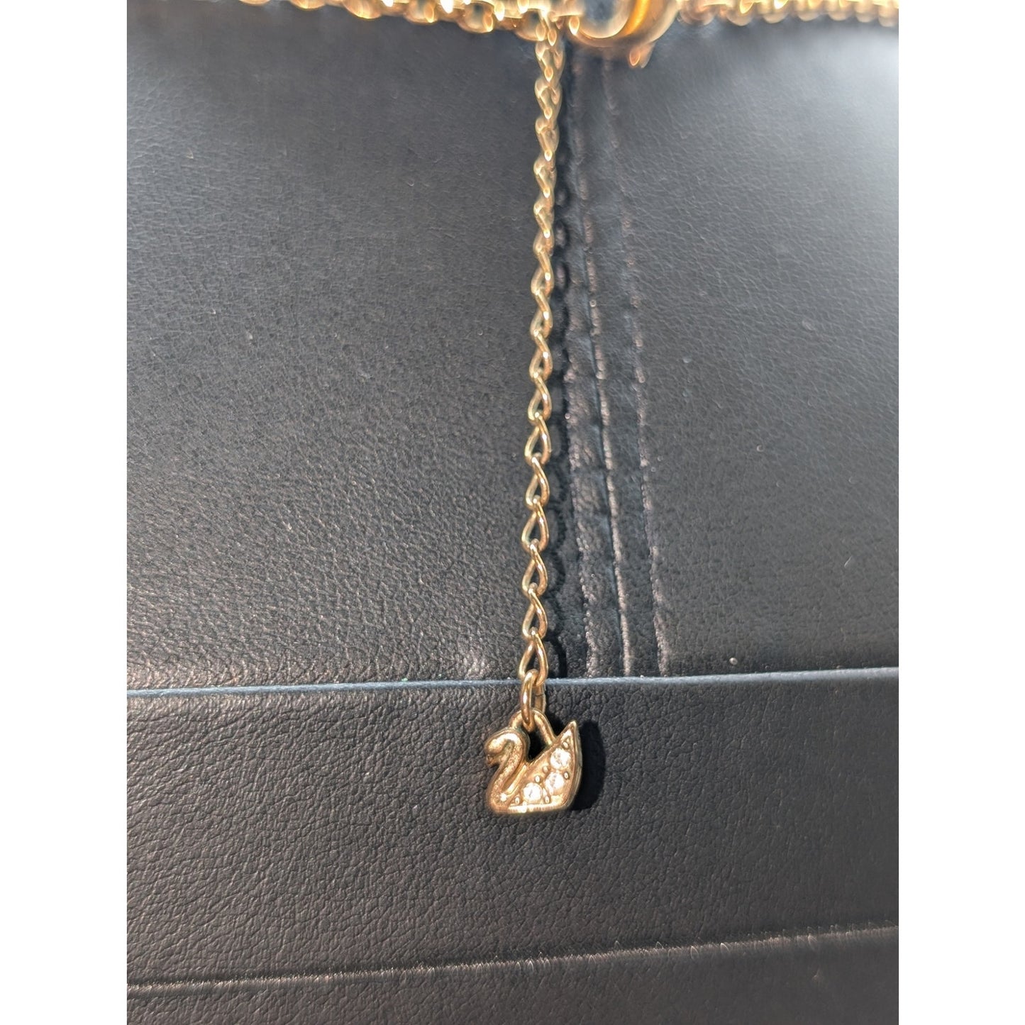 Swarovski Authentic BDIA Crystal Pendant Gold Tone Chain 17.75"-19.75" Necklace