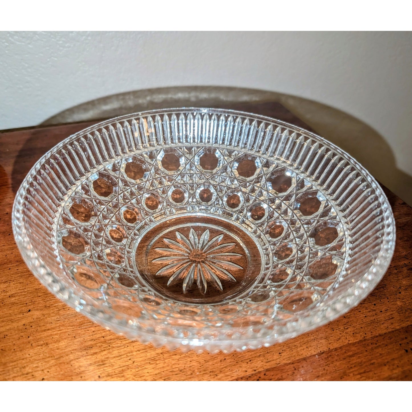 Vintage Federal Clear Glass Windsor Button & Cane Design Bowl