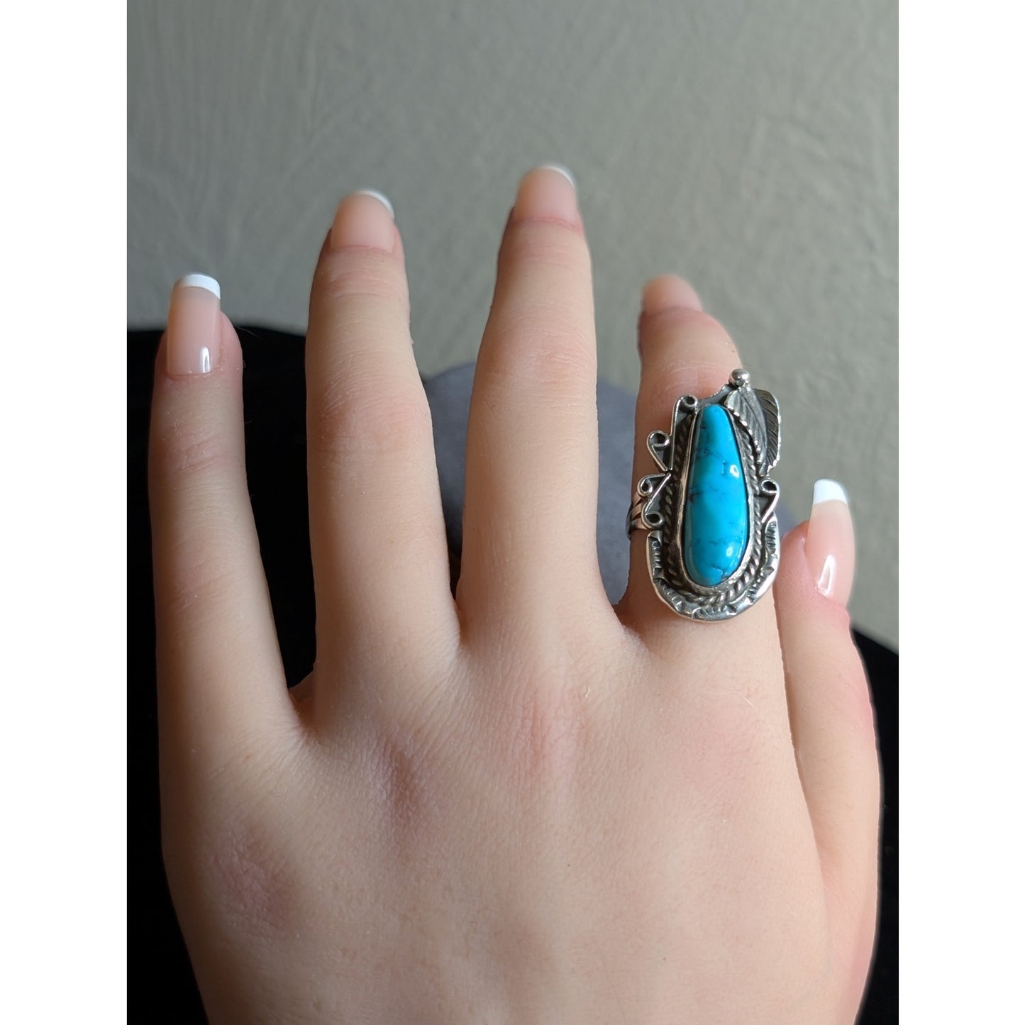 Southwest 925 Sterling Silver & Turquoise Ring-Sz 4.75