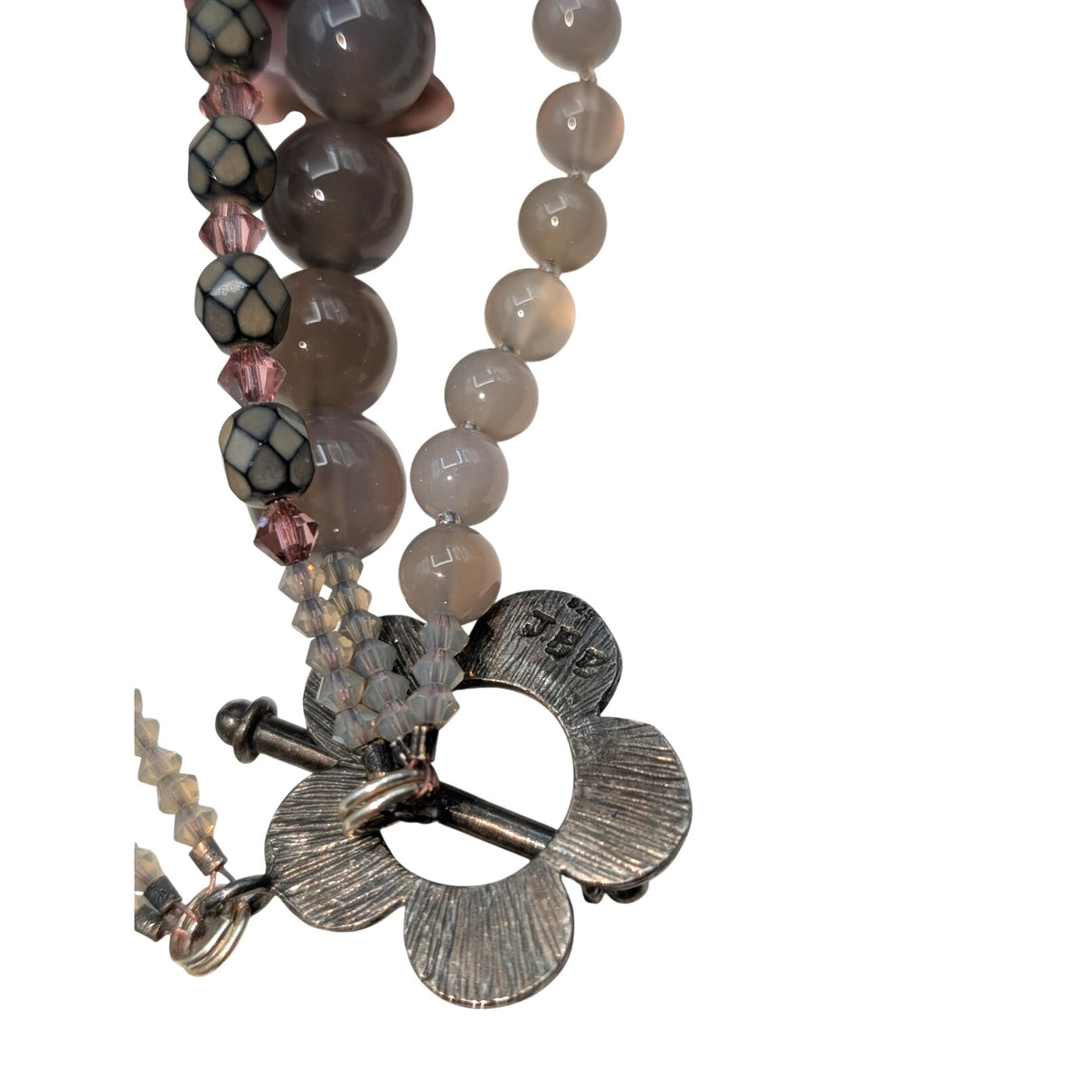 VTG Joshua Benbassat JBB Sterling 925 Stamped 16" Multi-Gem Rhodonite Necklace