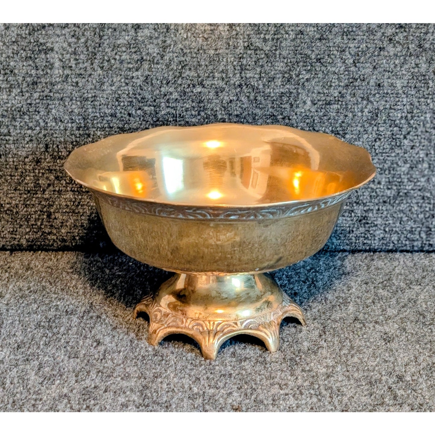 Mid-Century 1960s Pedestal Heavy Brass Decorative Bowl