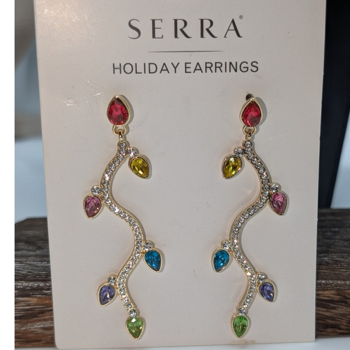Serra Multi-Color Bulb Light Rhinestone Dangle Drop Earrings NWT