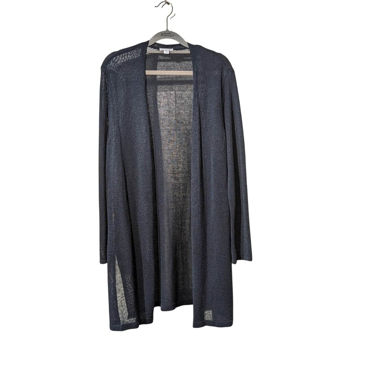 J. Jill Linen Blend Lightweight Blue Open Front Cardigan Duster Womens Petite L