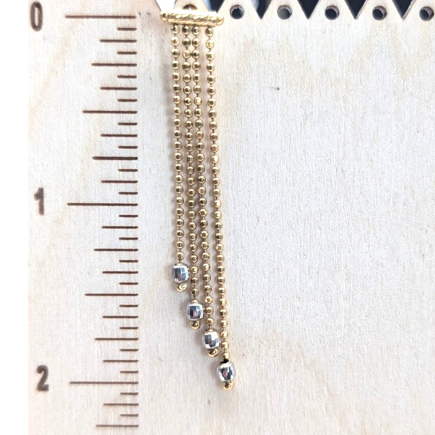 18K Gold Marked RCI Graduated Chain Dangle Two Tone Pierced Earrings 3.71g