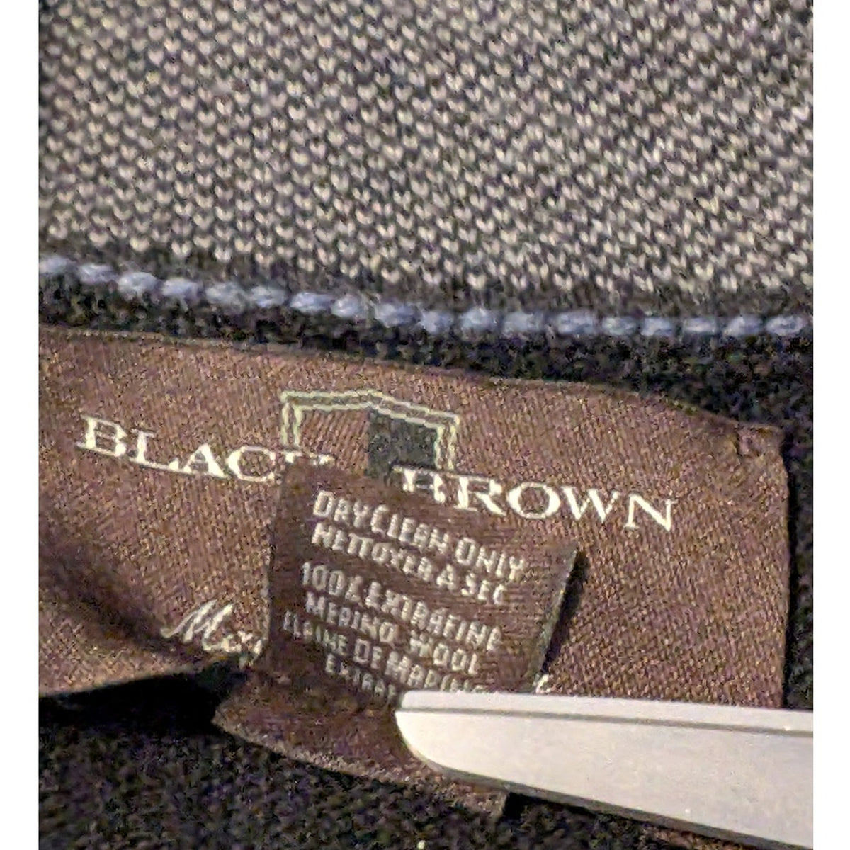 Black Brown Made in Italy 100% Extra Fine Merino Wool Quarter Zip Sweater Mens L