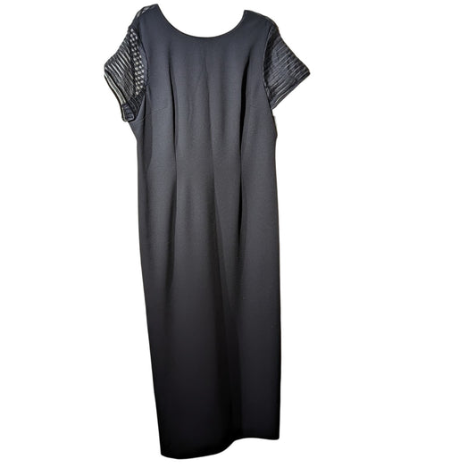 Talbots NWT Maxi Length Black Formal Dress With Sheer Short Sleeves Womens Sz 16