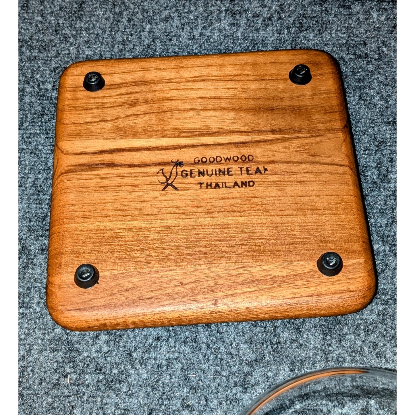 VTG 1970s Square Genuine Teak Wood Charcuterie Board W/ Glass Cloche