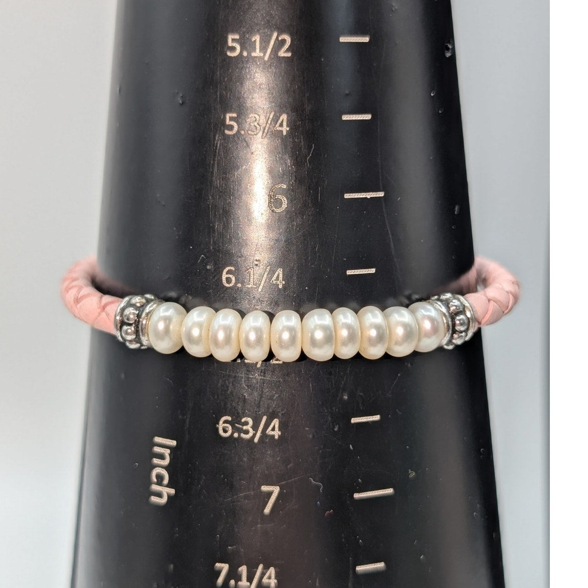 Honora Pearl Pink Braided Leather 925 Sterling Silver Bracelet