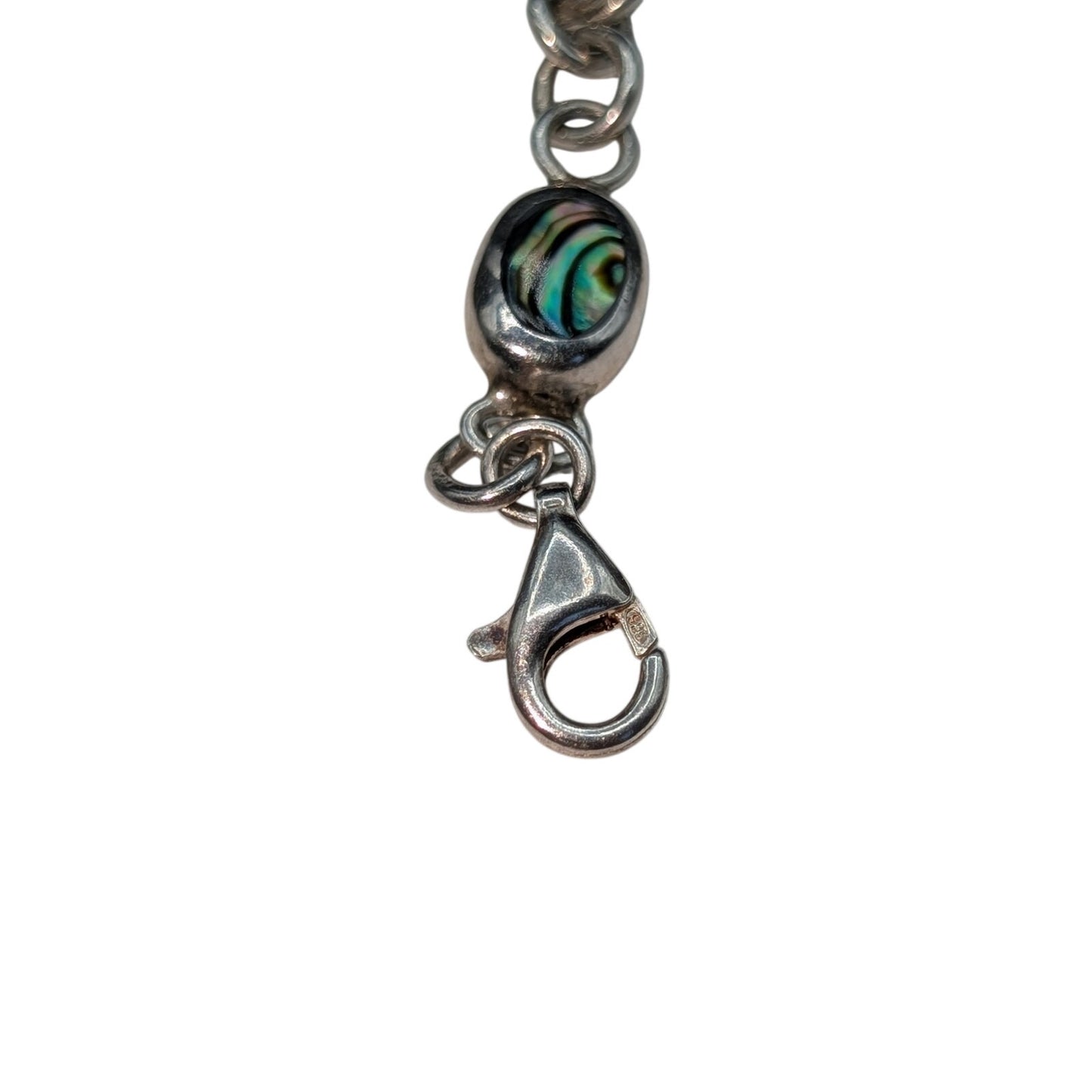 Vintage 925 Sterling Silver Abalone Shell Chain Bracelet