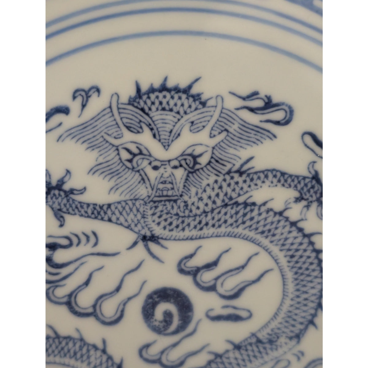 Vintage 1970s  Rice Grain Fifteen Piece Porcelain Blue White Dragon Tea Set